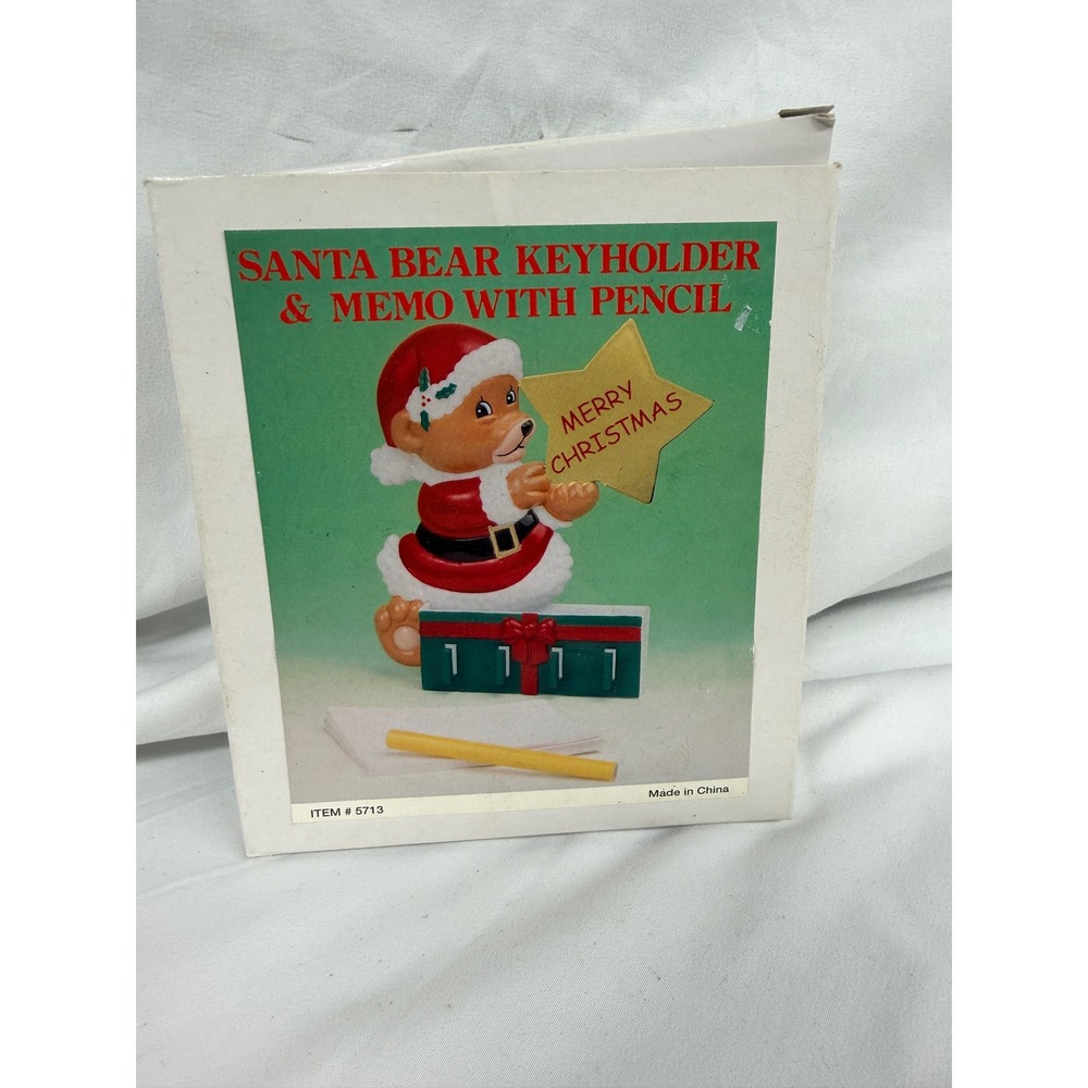 Vintage Santa Bear Key Holder and Memo Station with Pencil New